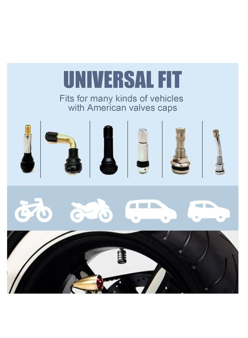 Tire Valve Stem Cap Cover - (5 Pack) Tire Air Cap Metal with Plastic Liner Corrosion Resistant Leak-Proof American Flag for Car Truck Motorcycle Bike Black - Image 3