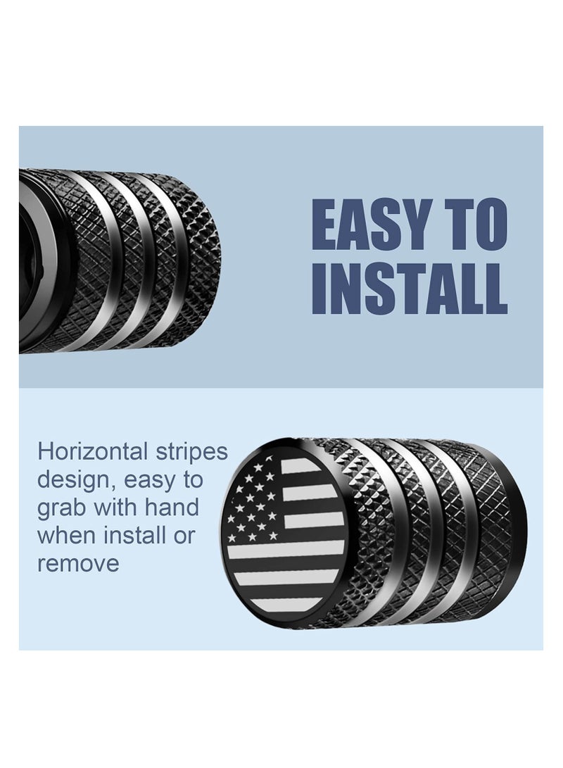 Tire Valve Stem Cap Cover - (5 Pack) Tire Air Cap Metal with Plastic Liner Corrosion Resistant Leak-Proof American Flag for Car Truck Motorcycle Bike Black - Image 5