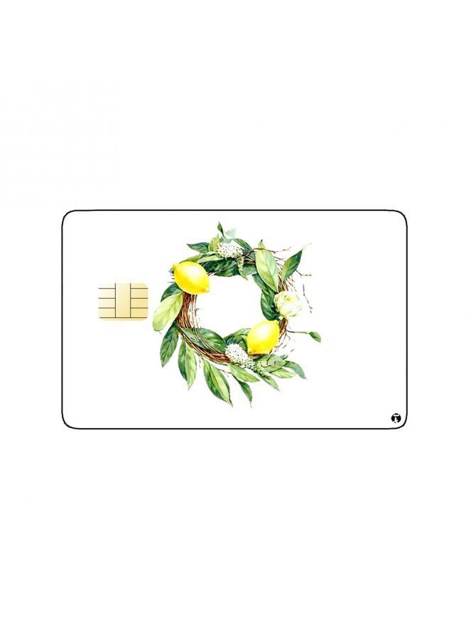 RKN PRINTED BANK CARD STICKER Beautiful Lemons Drawing With Tree Leaves - Image 1