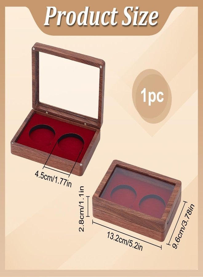 PLIGREAT Wood Double Coins Display Box, Rectangular Coin Collection Display Wooden Challenge Coin Presentation Displays Box Storage Case Commemorative Coins Holder for Collectors, 5.2"x3.8" - Image 4