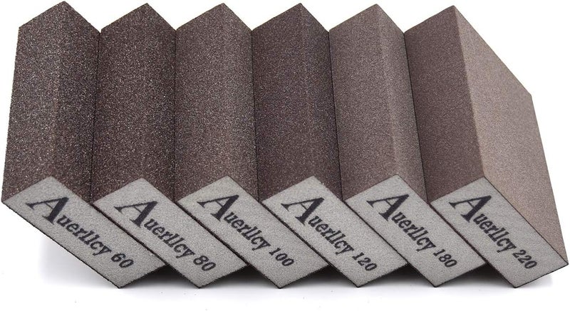 Auerllcy Sanding Sponge, 6 Pieces 60/80/100/120/180/220 Grit Sanding Blocks Assortment, Coarse/Medium/Fine. Washable and Reusable. - Image 2