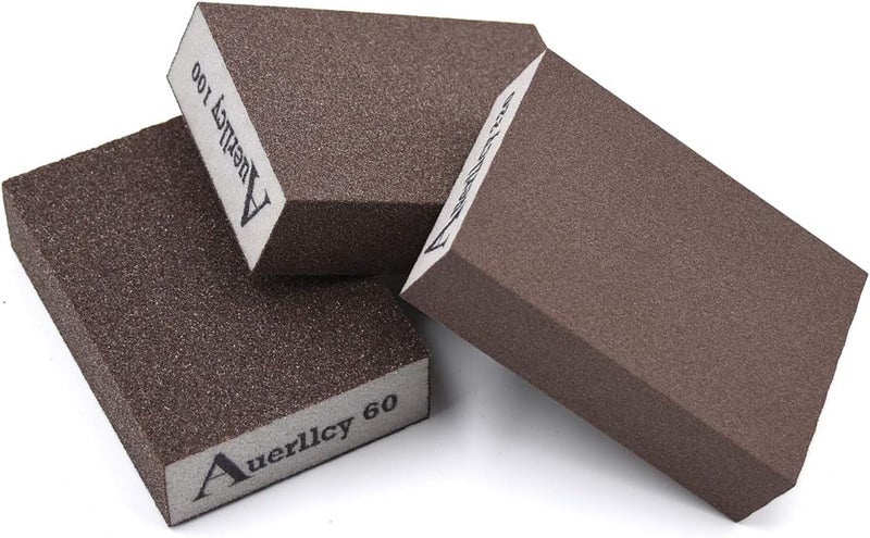 Auerllcy Sanding Sponge, 6 Pieces 60/80/100/120/180/220 Grit Sanding Blocks Assortment, Coarse/Medium/Fine. Washable and Reusable. - Image 4