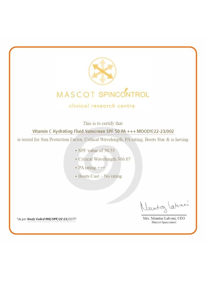  مودي واقي شمس مودي SPF 50 PA+++ بفيتامين C مع حماية من الأشعة فوق البنفسجية UVA وUVB والضوء الأزرق لبشرة متوهجة | ترطيب يدوم طويلاً، خفيف الوزن | غير دهني، سريع الامتصاص | خالي من اللمعان | للنساء والرجال | 50 مل - Image 2