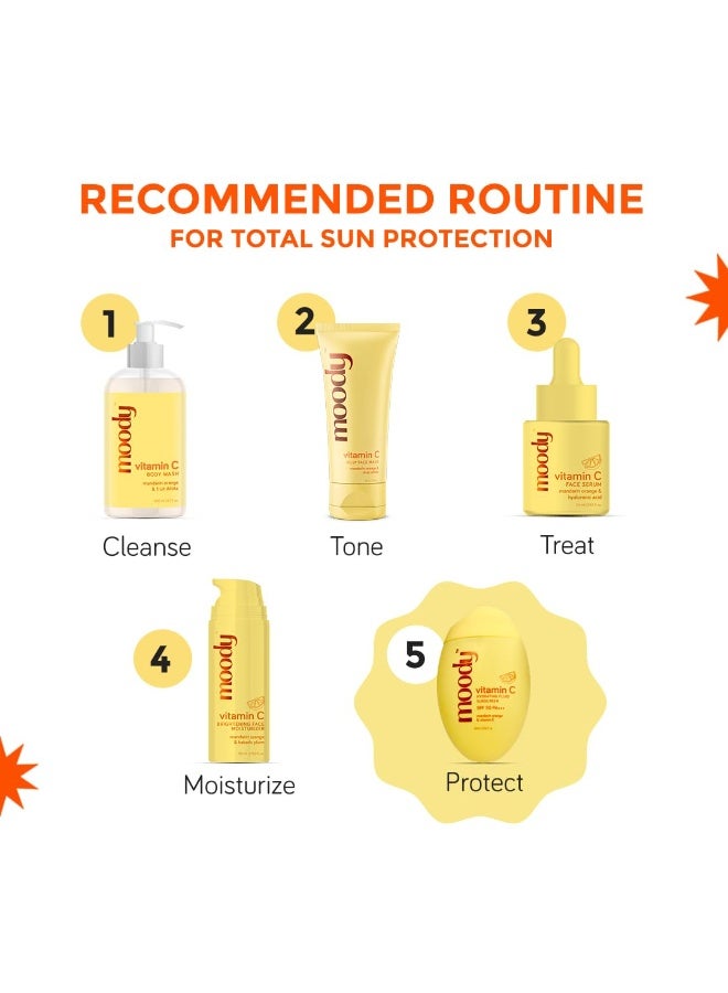  مودي واقي شمس مودي SPF 50 PA+++ بفيتامين C مع حماية من الأشعة فوق البنفسجية UVA وUVB والضوء الأزرق لبشرة متوهجة | ترطيب يدوم طويلاً، خفيف الوزن | غير دهني، سريع الامتصاص | خالي من اللمعان | للنساء والرجال | 50 مل - Image 3