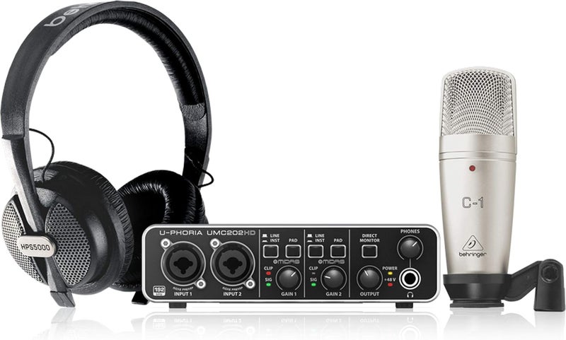 Behringer U-Phoria Studio Pro Complete Recording Bundle with USB Audio Interface, Condenser Microphone, and Headphones - Image 3