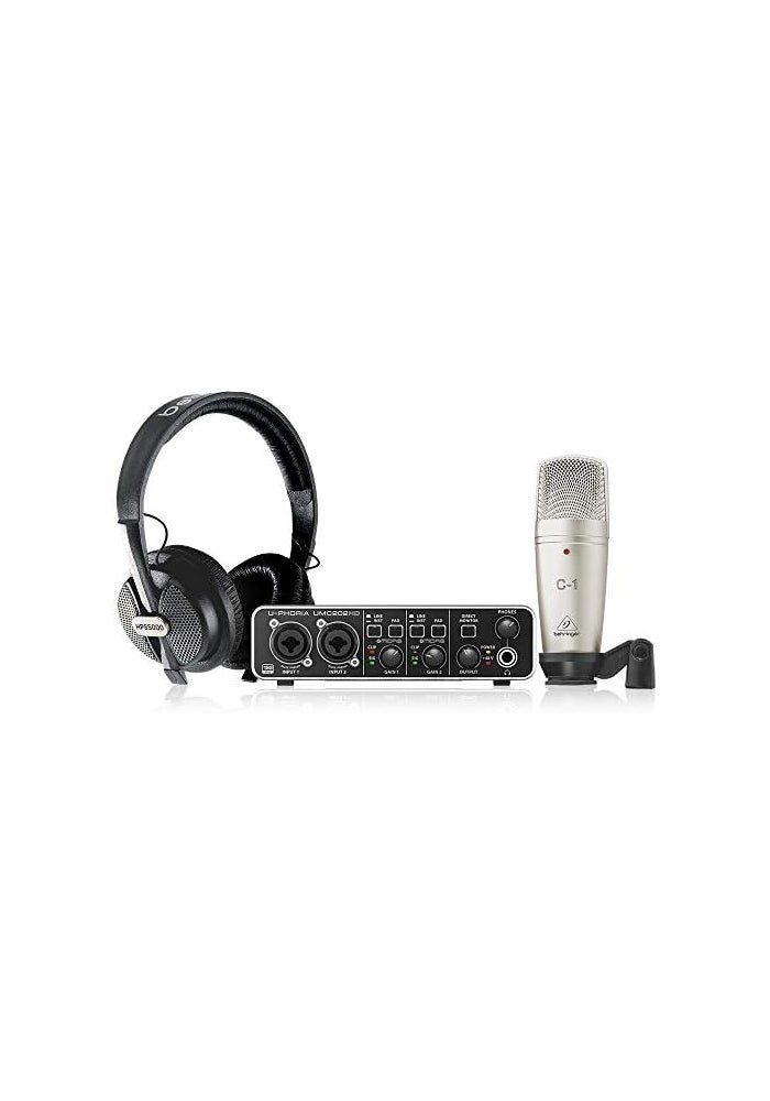 Behringer U-Phoria Studio Pro Complete Recording Bundle with USB Audio Interface, Condenser Microphone, and Headphones - Image 2