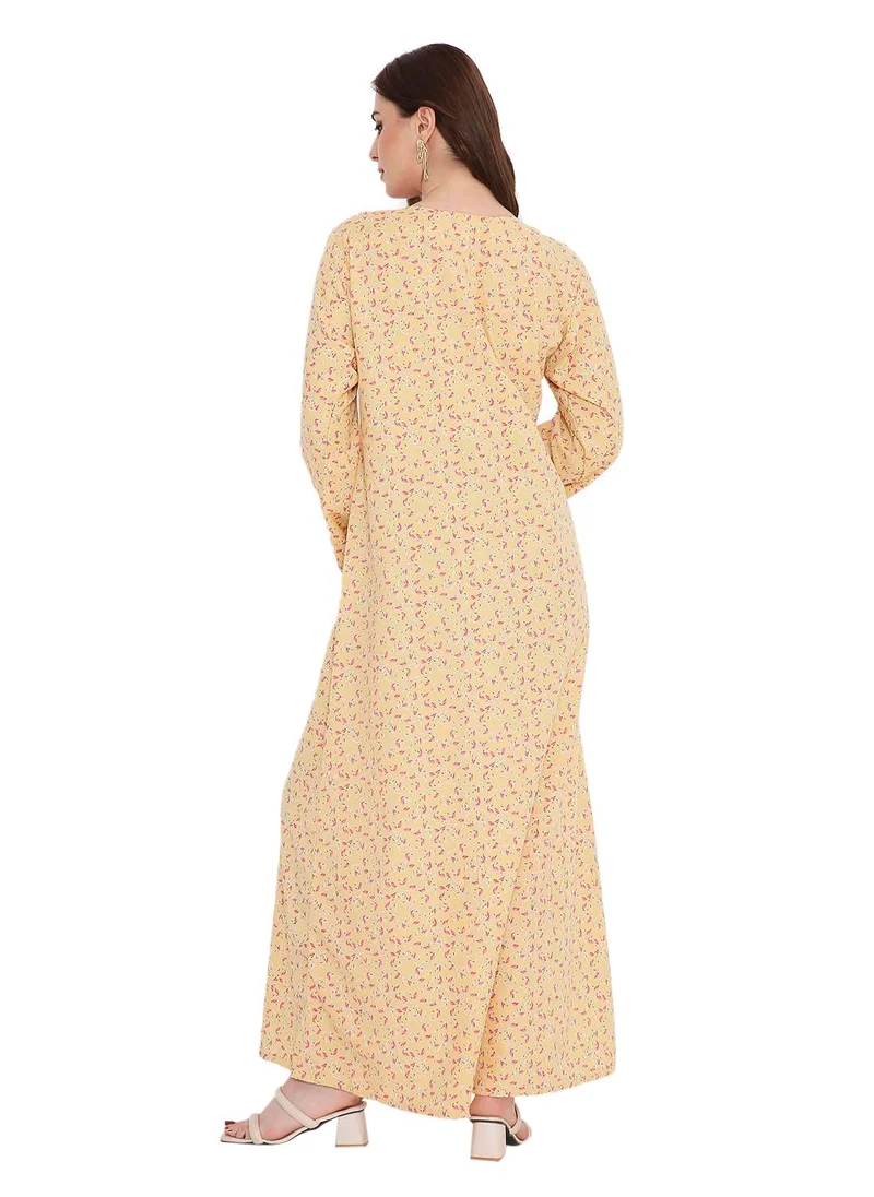 هانا آند سارا elegant thread embroidery with tiny prints arabic kaftan jalabiya dresses