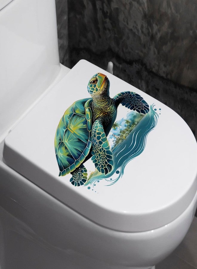 Paleery@FC Sea Turtles Toilet Cover Sticker Decals,Sea Turtles Turtle Ocean Waterproof Toilet Lid Tank Seat Decals Cistern Self-Adhesive Bathroom Wall Sticker - Image 5