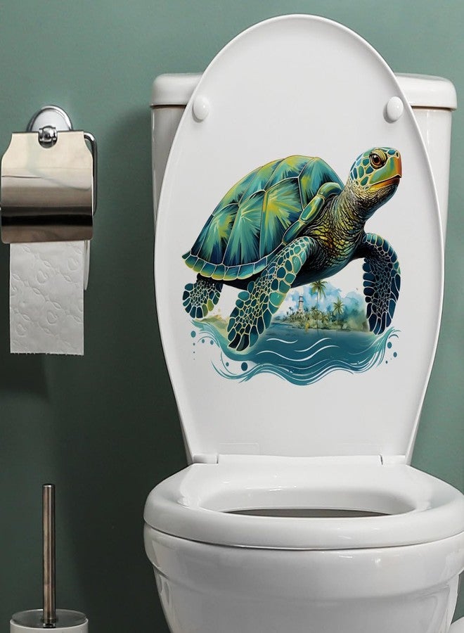 Paleery@FC Sea Turtles Toilet Cover Sticker Decals,Sea Turtles Turtle Ocean Waterproof Toilet Lid Tank Seat Decals Cistern Self-Adhesive Bathroom Wall Sticker - Image 4