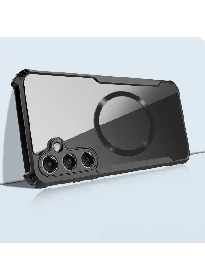 general Magnetic Case Compatible with Samsung Galaxy A36 5G, Crystal Clear Transparent Case PC+TPU Anti-Fingerprint Anti-Slip Shockproof Protective Cover for Samsung Galaxy A36 - Image 1