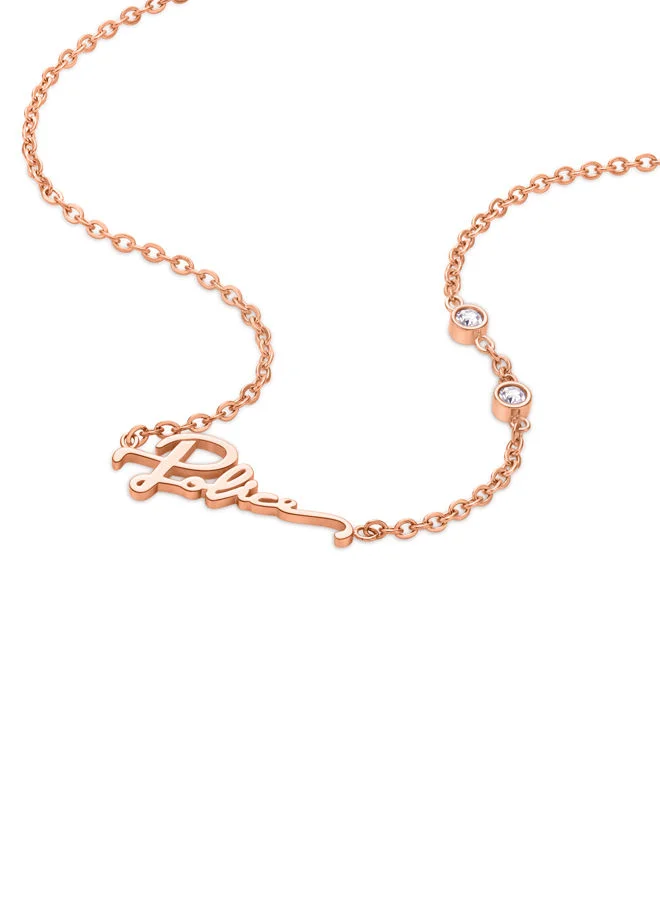 POLICE Necklace For Women Rose Gold Plating With  ScriptPEJLN0002603