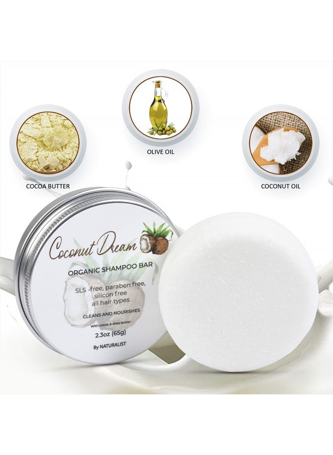 Naturalist Solid Shampoo Bar, 100% Organic, Plant Based, SLS Free, Vegan, All Hair Types & Body Care | pH Balanced, Plastic Free | Eco Friendly, Safe For Travel (coconut) - Image 2