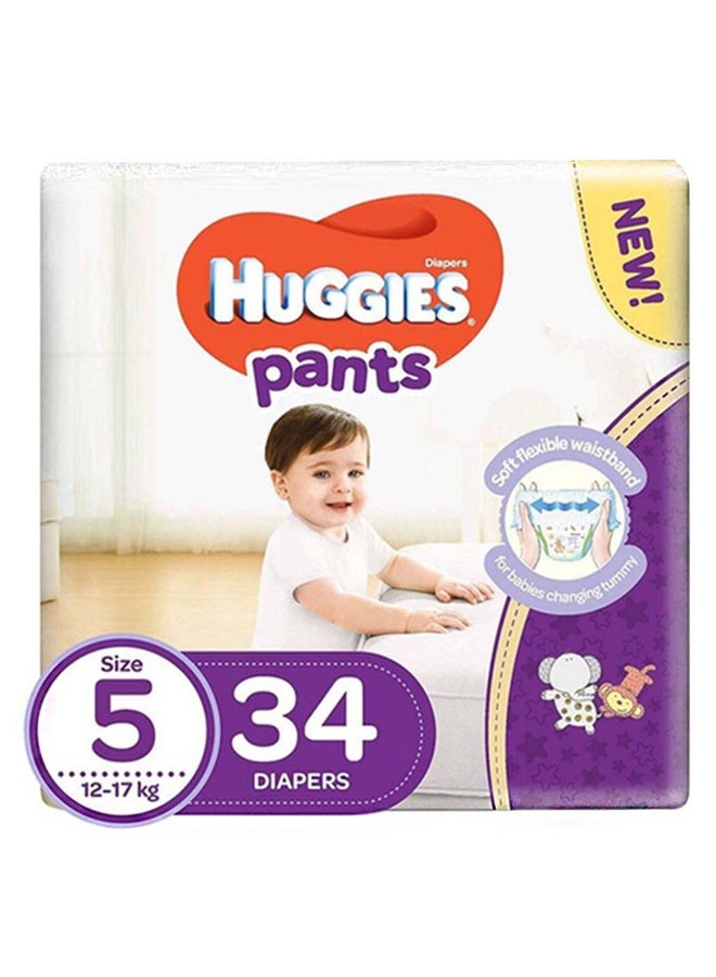 HUGGIES Baby Diaper Pants, Size 5, 12-17Kg, Pack of 34’s