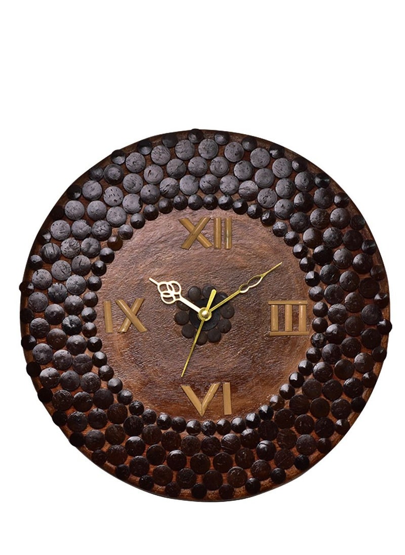 N & H N & H Handmade Coconut Shell Analog Wall Clock for Home Décor, Office, Living Room, Restaurant, Café (15 x 15 Inch)  - Image 1