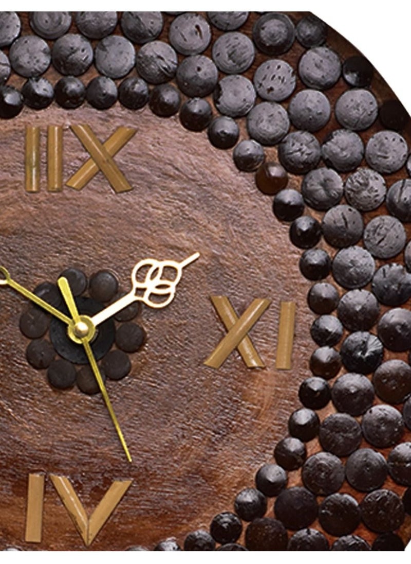 N & H N & H Handmade Coconut Shell Analog Wall Clock for Home Décor, Office, Living Room, Restaurant, Café (15 x 15 Inch)  - Image 2