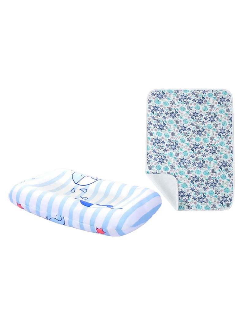 STAR BABiES Changing Pad - Printed Blue With Free Reusable Changing Mat -Blue Buy 1 Get 1 - Image 1