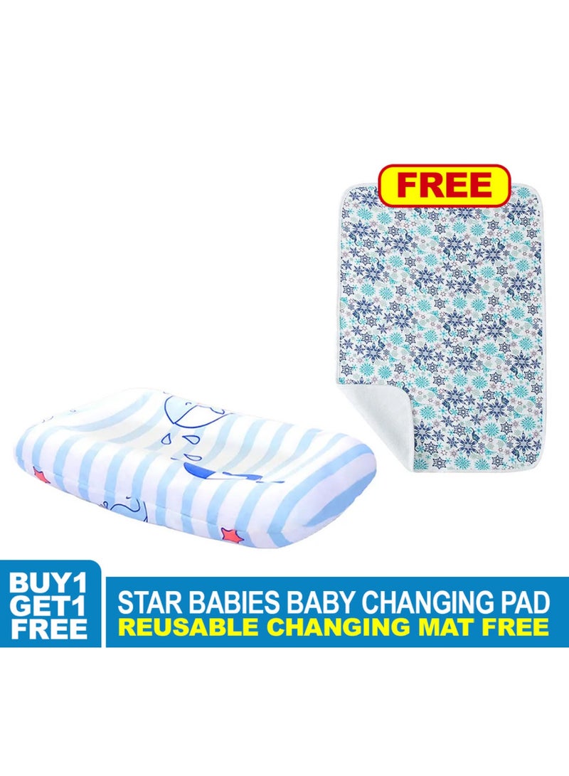 STAR BABiES Changing Pad - Printed Blue With Free Reusable Changing Mat -Blue Buy 1 Get 1 - Image 2