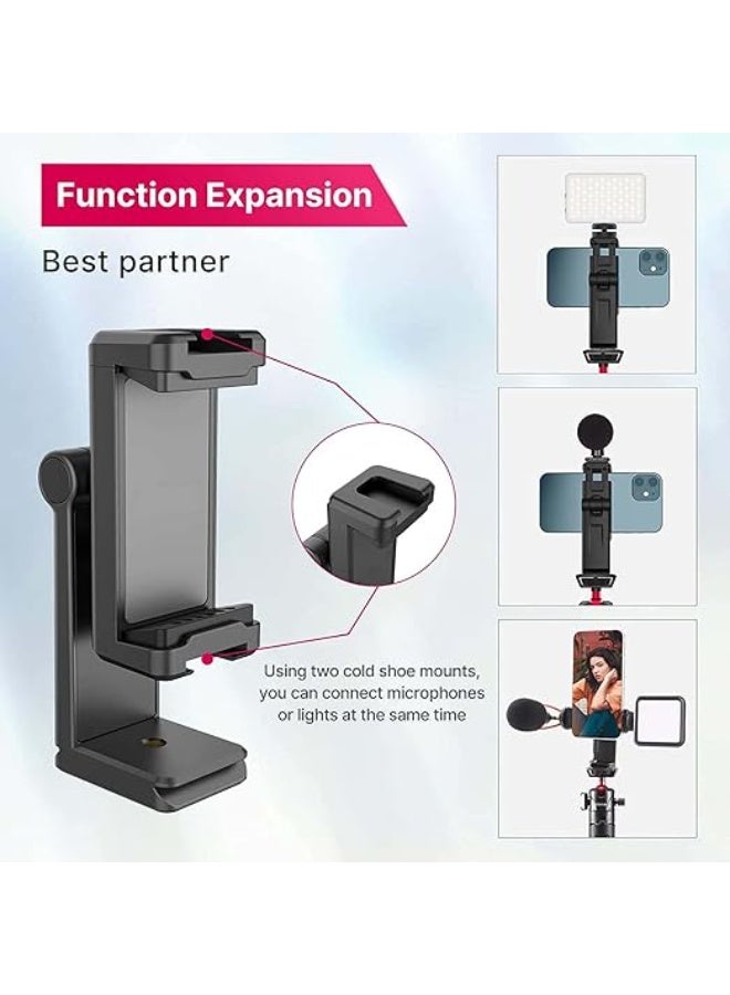 حامل موبايل للترايبود مع دوران 360° – مشبكين Cold Shoe ومنفذ Arca – مثالي للفيديو والبث الحي والفلوجينج - Image 5