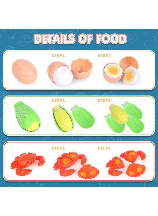 GILOBABY Play Kitchen Accessories Play Food Sets For Kids Kitchen Playset With Pots And Pans Set Cooking Utensils Preschool Learning Education Toys For Toddlers Birthday Gifts For Girls (Pink) - Image 4