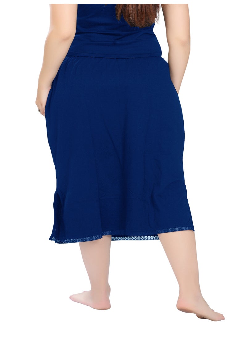 mybody Maxi Inskirt Pack1 Blue Cotton Underskirt for Women | Breathable Inner Skirt for Abaya, Gown & Maxi Dress | Comfortable Modest Wear with Elastic Waistband | Soft Daily Innerwear Layer - Image 3