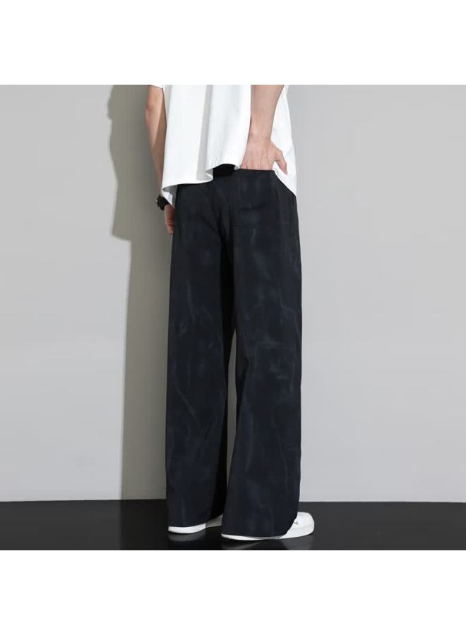 Homlean Men's American Casual Fall Winter Loose Straight Fit Distressed Sweatpants Hl75 Black S - Image 2