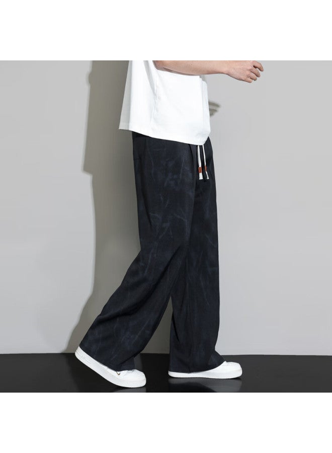 Homlean Men's American Casual Fall Winter Loose Straight Fit Distressed Sweatpants Hl75 Black S - Image 3
