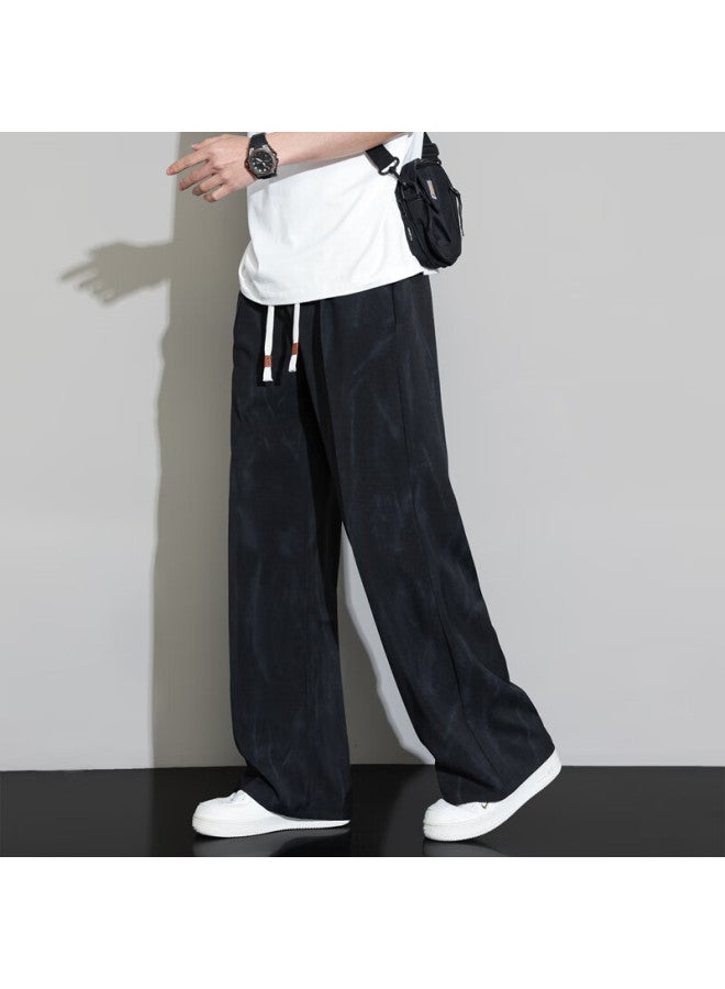 Homlean Men's American Casual Fall Winter Loose Straight Fit Distressed Sweatpants Hl75 Black S - Image 1