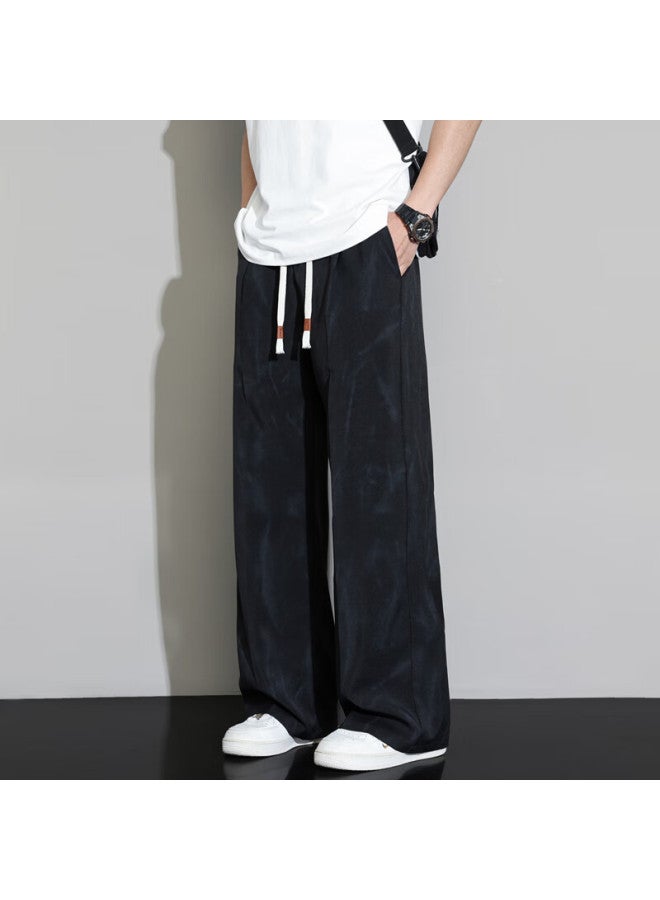 Homlean Men's American Casual Fall Winter Loose Straight Fit Distressed Sweatpants Hl75 Black S - Image 4