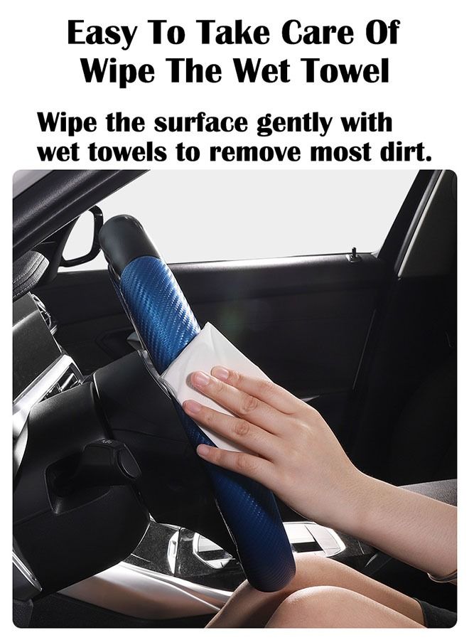 ZCM-HAPPY Universal Carbon Fiber Steering Wheel Cover, Safety Non-slip Auto Parts Protective Wheel Cover (Blue)  - Image 3