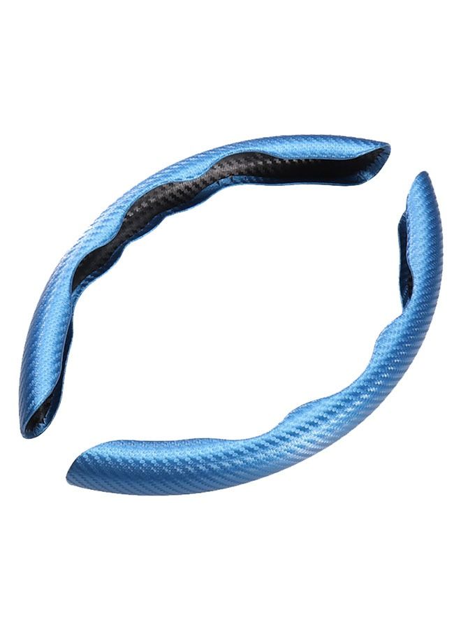 ZCM-HAPPY Universal Carbon Fiber Steering Wheel Cover, Safety Non-slip Auto Parts Protective Wheel Cover (Blue)  - Image 1
