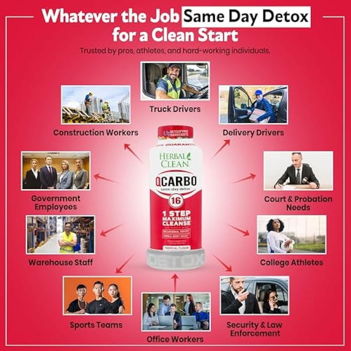 Herbal Clean Qcarbo16 Same-Day Detox Cleanse Drink (16 fl oz) - Tropical Flavor Full Body Cleanse* Detox Drink for Moderate Toxin Level*, Vitamin B2 and Vitamin B12 for Men & Women - Image 2