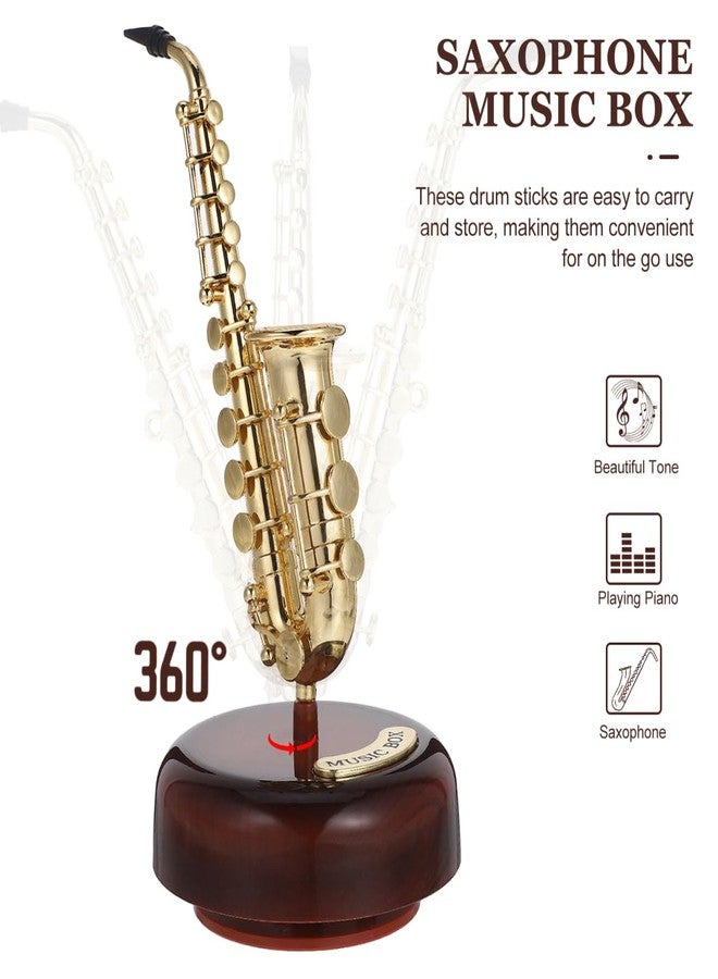 TOPPERFUN Mini Saxophone Music Box, 7.9in Classic Home Decorative Saxophone, Small Musical Mum Trinket Instrument Ornaments for Home Decoration Housewarming Desktop - Image 4