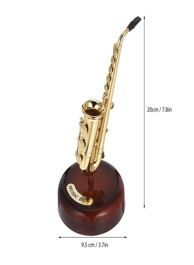 TOPPERFUN Mini Saxophone Music Box, 7.9in Classic Home Decorative Saxophone, Small Musical Mum Trinket Instrument Ornaments for Home Decoration Housewarming Desktop - Image 2