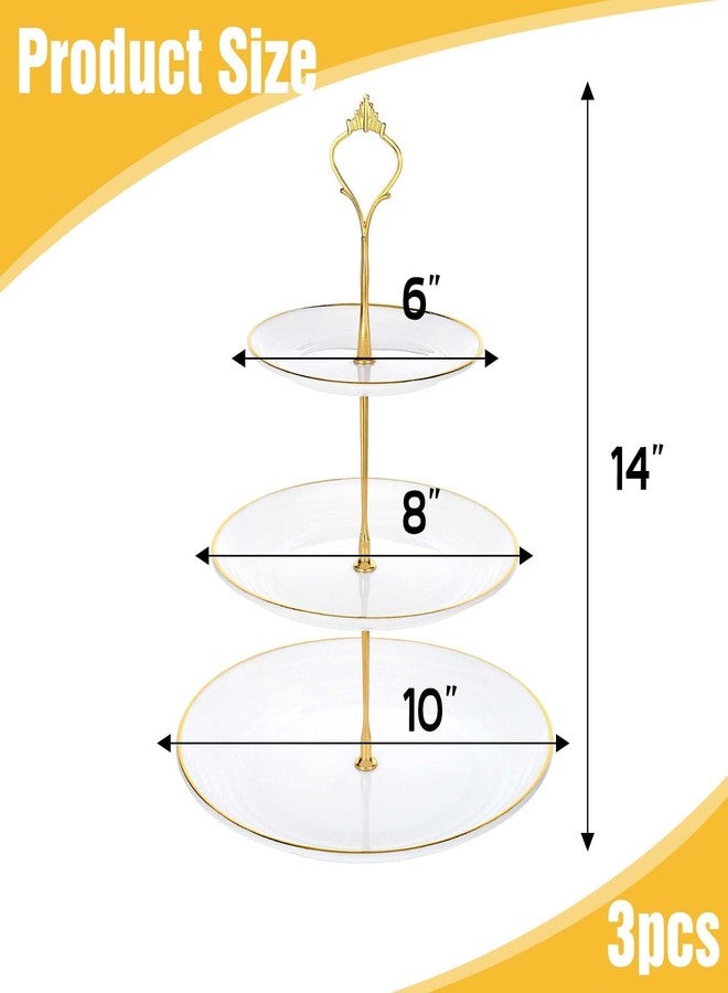wutfuooo 3 Pack Tiered Cupcake Stand, Plastic Cupcake Stand Tower, 3 Tier Round Shape Dessert Serving Tray, White Cookie Candy Buffet Stand for Tea Party, Baby Shower, Wedding, Birthday, Christmas - Image 2