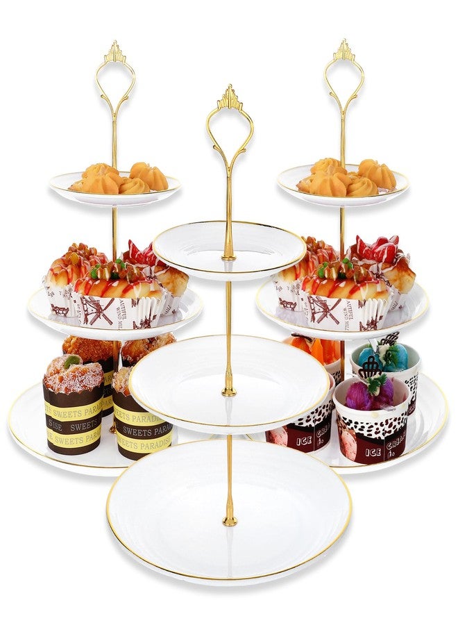 wutfuooo 3 Pack Tiered Cupcake Stand, Plastic Cupcake Stand Tower, 3 Tier Round Shape Dessert Serving Tray, White Cookie Candy Buffet Stand for Tea Party, Baby Shower, Wedding, Birthday, Christmas - Image 1