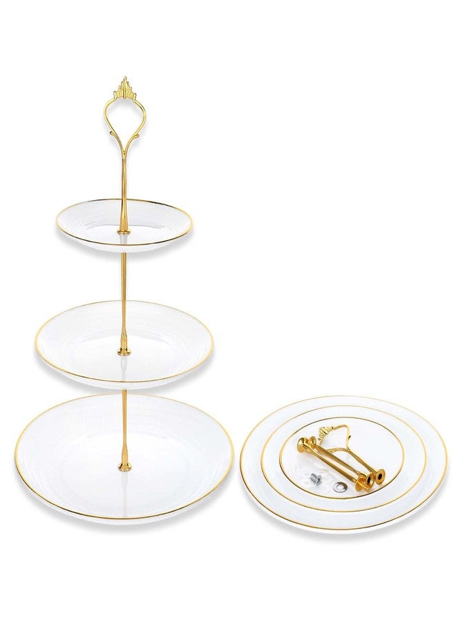 wutfuooo 3 Pack Tiered Cupcake Stand, Plastic Cupcake Stand Tower, 3 Tier Round Shape Dessert Serving Tray, White Cookie Candy Buffet Stand for Tea Party, Baby Shower, Wedding, Birthday, Christmas - Image 3