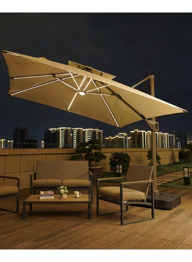 Sunshade Aluminium With LED light Umbrella with UV-Resistant Canopy Waterproof Use in Any Weather