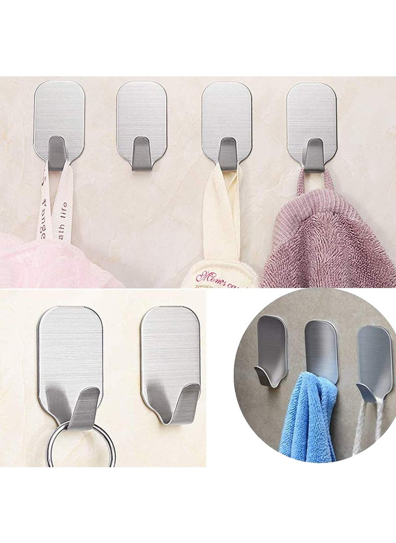Improvhome Improvhome Multipurpose Rectangular Stainless Steel Adhesive Hooks Load Capacity Upto 1 Kg Set of 12 silver Small  - Image 2