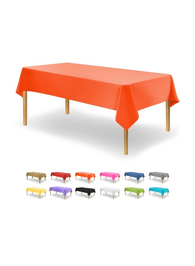 Party Dimensions Orange Tablecloth Plastic for Rectangle Tables (12 Pack) Premium Plastic Table Cloths for Parties Disposable for Events & Weddings, Indoors/Outdoors, 54"x108" inches Plastic Table Cover - Image 1