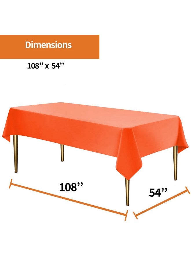 Party Dimensions Orange Tablecloth Plastic for Rectangle Tables (12 Pack) Premium Plastic Table Cloths for Parties Disposable for Events & Weddings, Indoors/Outdoors, 54"x108" inches Plastic Table Cover - Image 2