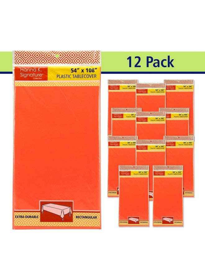 Party Dimensions Orange Tablecloth Plastic for Rectangle Tables (12 Pack) Premium Plastic Table Cloths for Parties Disposable for Events & Weddings, Indoors/Outdoors, 54"x108" inches Plastic Table Cover - Image 3