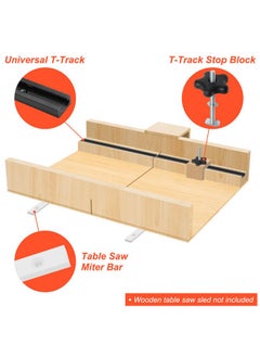Catcan 21PCS Table Saw Sled Kit, Catcan Crosscut Sled for Table Saw Sled Runners Kit with 2 Aluminum T-Track, 2 UHMW Miter Bars for Table Saw, Knob and Screws  - Image 3