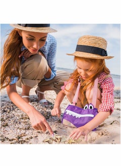Excefore Beach Toy Mesh Beach Bags Kids Shell Collecting Bags, Beach Toys Swimming Accessories Storage Bag, Foldable Sand Toy Totes with Adjustable Carrying Straps–Perfect Fun for Kids Hunting Shells (3 Pack)  - Image 4