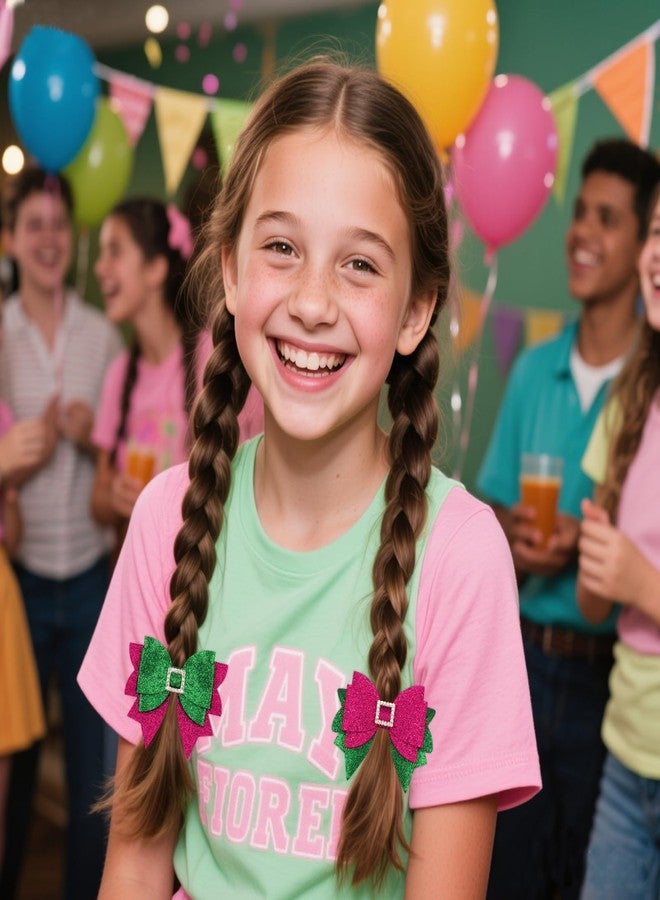 Hapdoo 2pcs Pink Green Witch Hair Bow Clips, Witch Hair Accessories Bows Clip for Girls Gifts for Movie Fans, Style B - Image 5