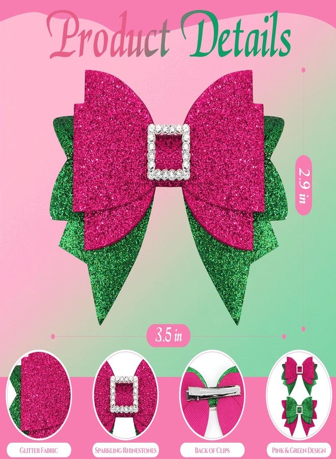 Hapdoo 2pcs Pink Green Witch Hair Bow Clips, Witch Hair Accessories Bows Clip for Girls Gifts for Movie Fans, Style B - Image 2