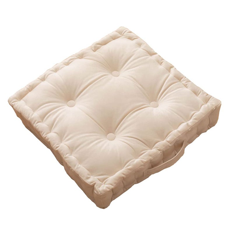 vctops Square Chair Pad Pillow with Handle Super Soft Floor Tatami Seat Cushion Thick Velvet Chair Pads Cushion for Kitchen Dining Office Chair Beige17x17