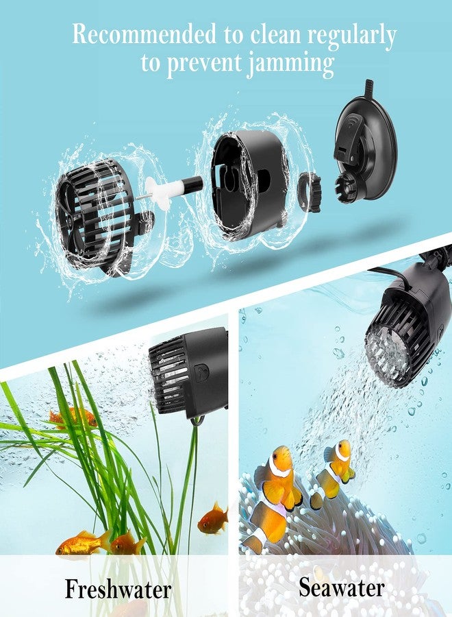 AQQA Aquarium Wave Maker,3W/5W/10W/15W Suction Cup Fish Tank Single Powerhead Pump，110V/60Hz Ultra Quiet Submersible Circulation Pump,360°Adjustable For Freshwater Saltwater Black - Image 5