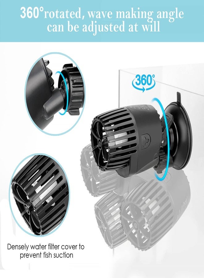 AQQA Aquarium Wave Maker,3W/5W/10W/15W Suction Cup Fish Tank Single Powerhead Pump，110V/60Hz Ultra Quiet Submersible Circulation Pump,360°Adjustable For Freshwater Saltwater Black - Image 3