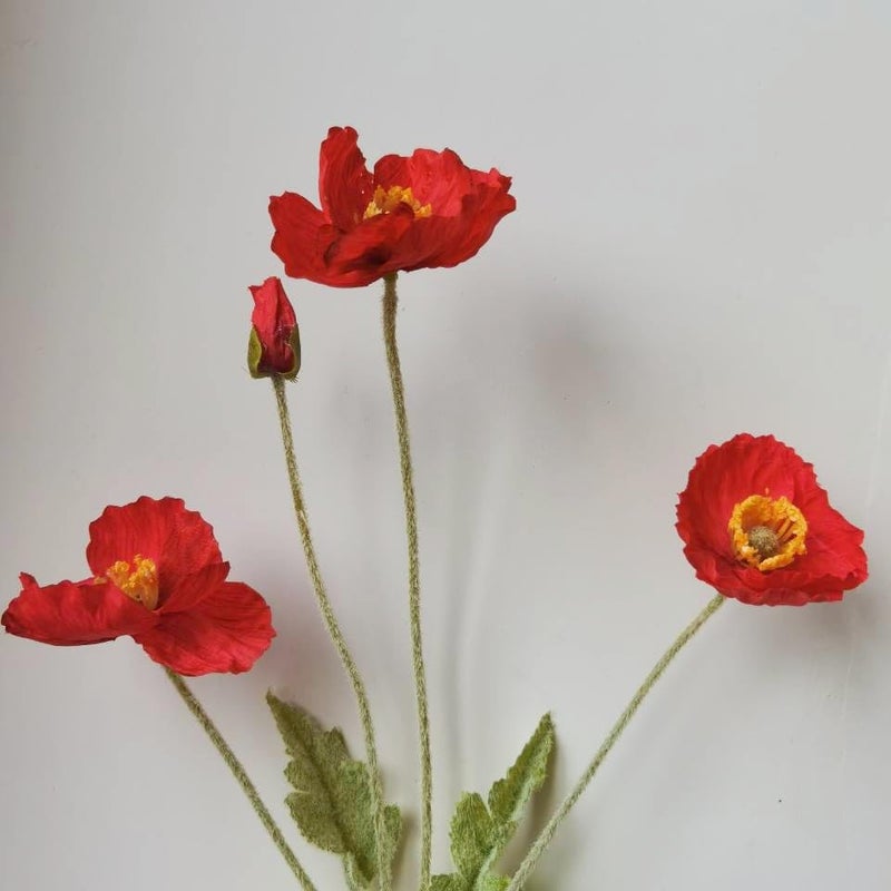 DODXIAOBEUL 3 Bundles of 22 inches Tall Red Poppy Flowers Artificial,Ranunculus Artificial Flowers,Faux Flower Stems for Wedding,Party, Outdoor Indoor Decor Flower Arrangements for Table - Image 5