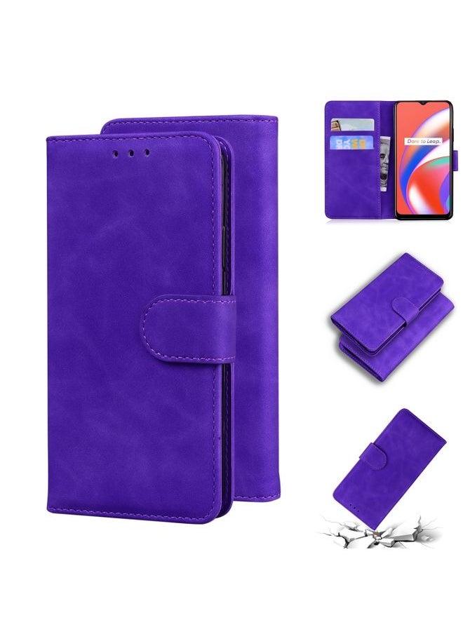 HuHa Case Cover For Realme C12/Realme Narzo 20 Skin Feel Pure Color Flip Leather Phone Case Purple 